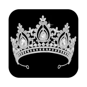 SWEETV tiara front view showing full silver crown and balanced sparkle