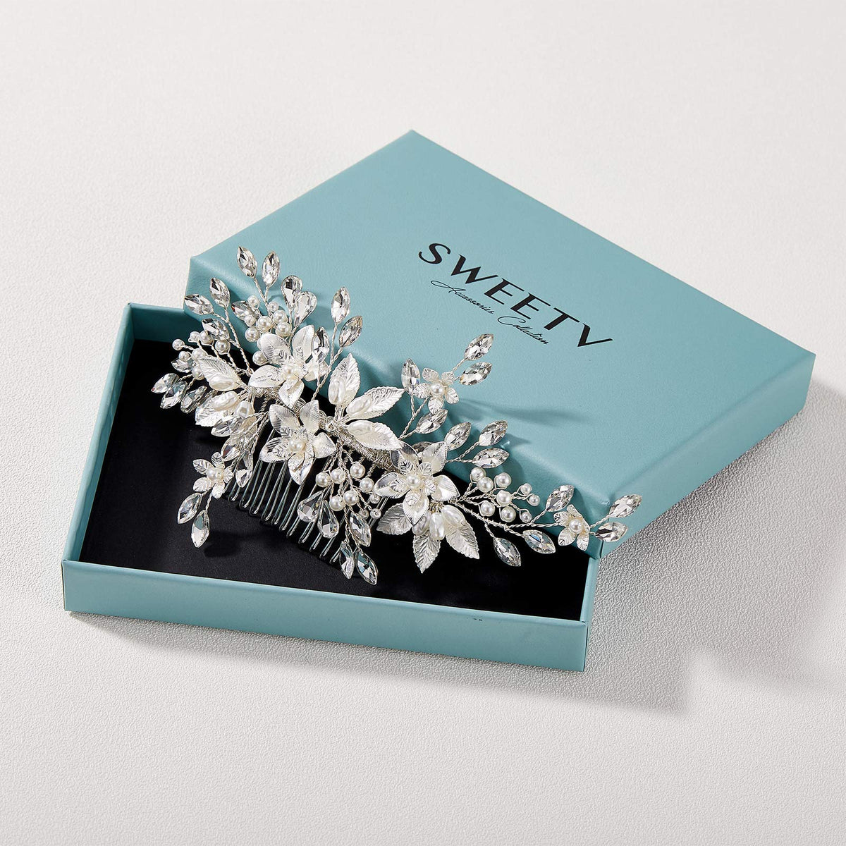 SWEETV silver-plated leaf texture emphasizing subtle metallic sheen