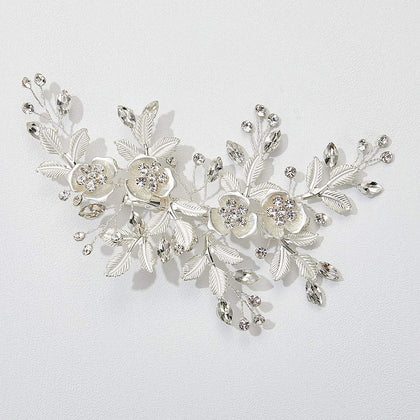 SWEETV front view of silver rhinestone comb showing elegant design and sparkle