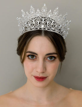 SWEETV tiara styled in bridal updo offering secure, elegant hold