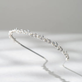 SWEETV headband with veil on model, demonstrates veil compatibility and polish