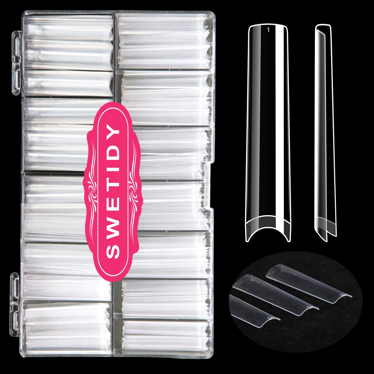 SWETIDY front packaging showing 360-piece organized case and easy selection benefit