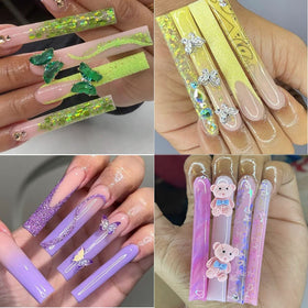 SWETIDY lifestyle model showcasing long square nails for dramatic finished look benefit