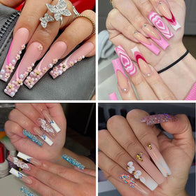 SWETIDY finished long ballerina nails at event, dramatic polished look benefit