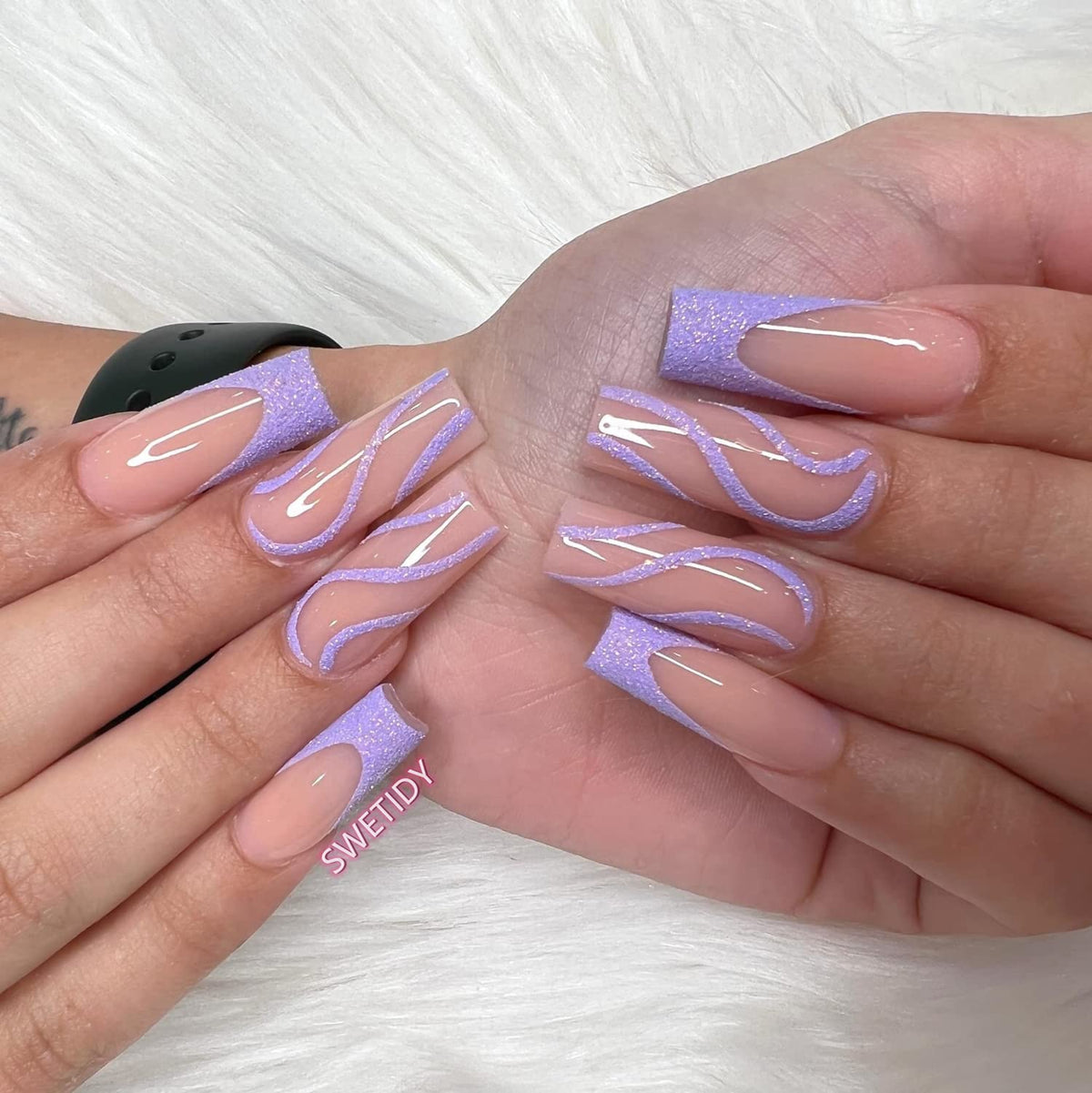 SWETIDY clear tips styled with gel design demonstrating versatility for creative nail art