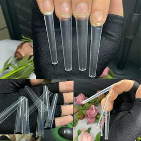 SWETIDY nail technician filing and shaping a tip to demonstrate easy customization