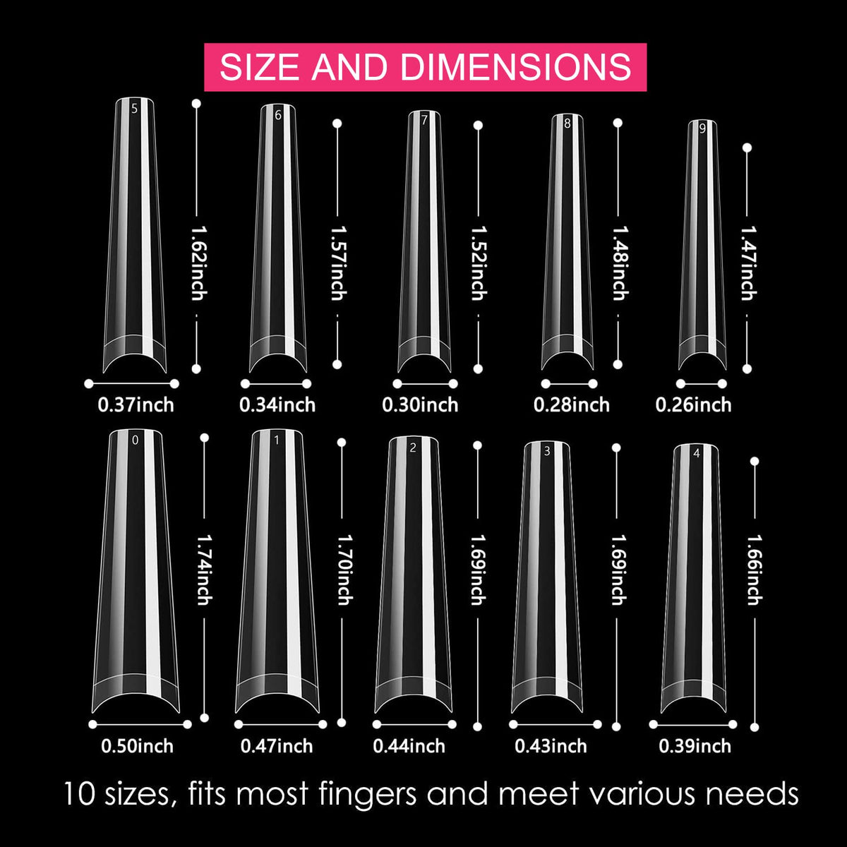 SWETIDY display of ten sizes lined up, quick size matching benefit