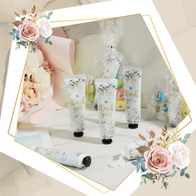 Swiffen favors arranged on event table enhancing decor and guest impression