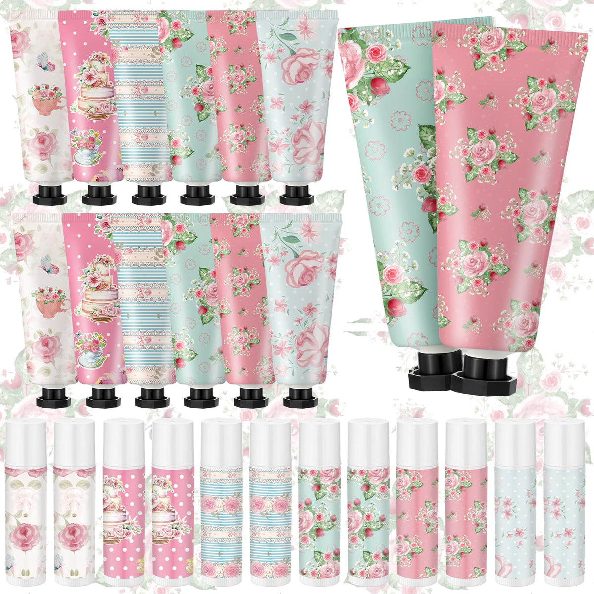 Swiffen front packaging showing full 12-set favor assortment and vintage look, elegant presentation