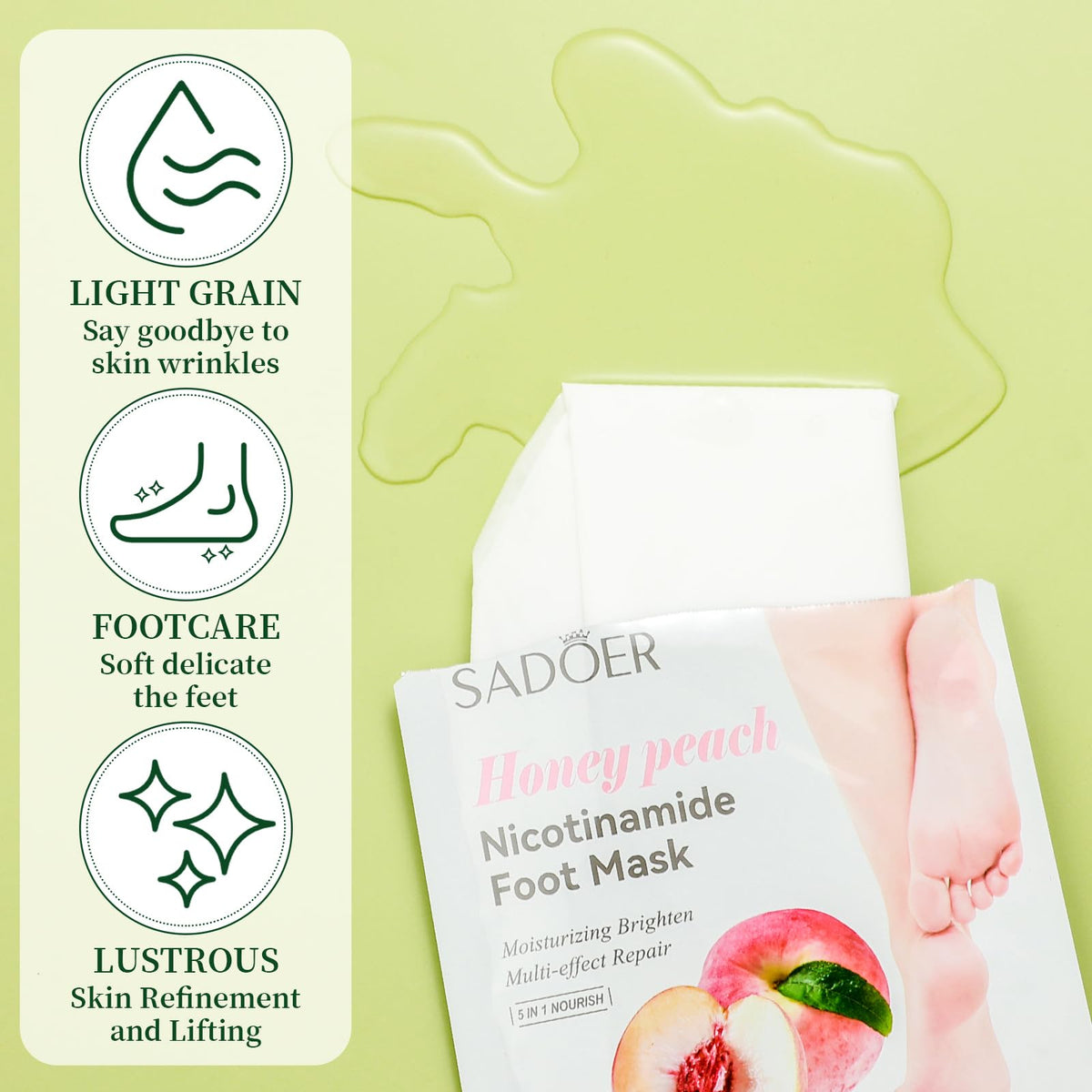 Swiffen hand mask applied in use demonstrating fast hydration and convenience