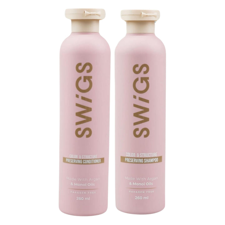swigs front packaging showing bottles and branding, highlights professional care