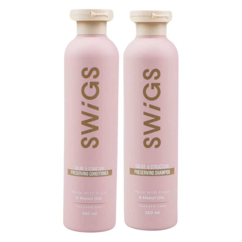 swigs front packaging showing bottles and branding, highlights professional care