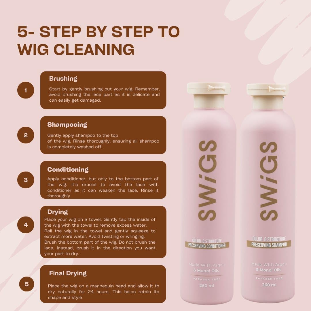 swigs in use on mannequin head, demonstrates application and shape preservation