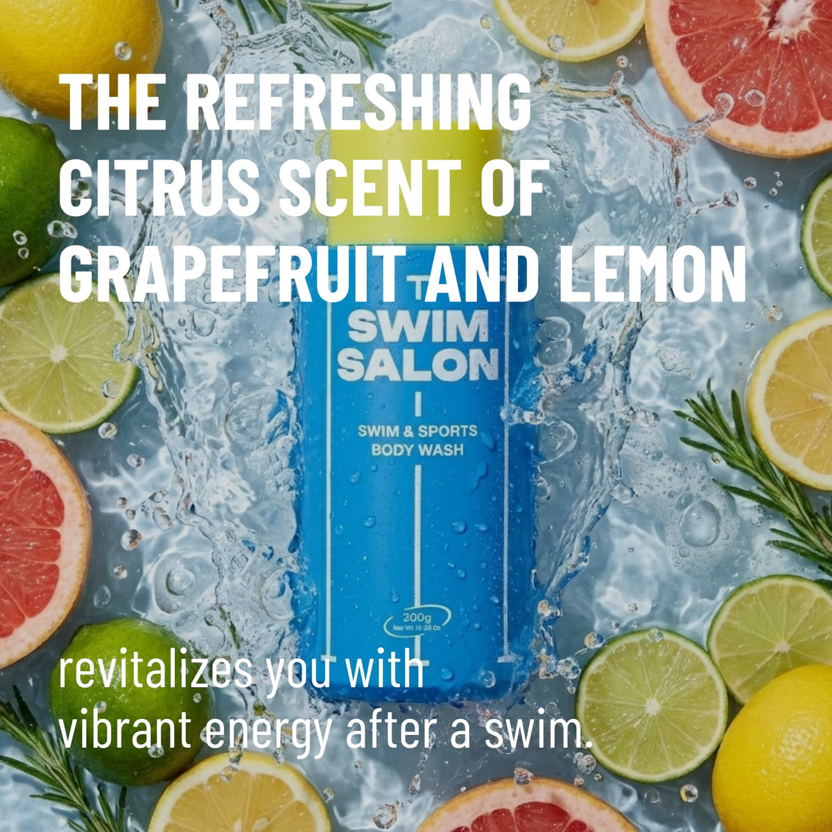 SWIM SALON poolside lifestyle scene replacing chlorine odor