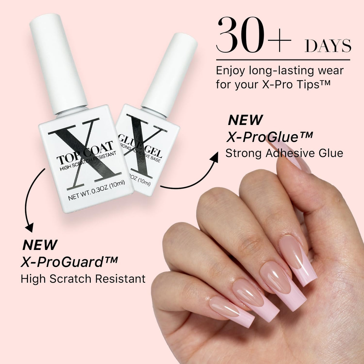 SXC hand model applying press-on nails for easy use