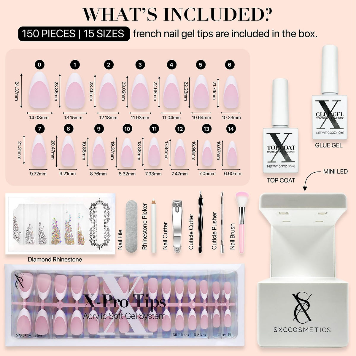 SXC five pink French styles laid out to compare color and design