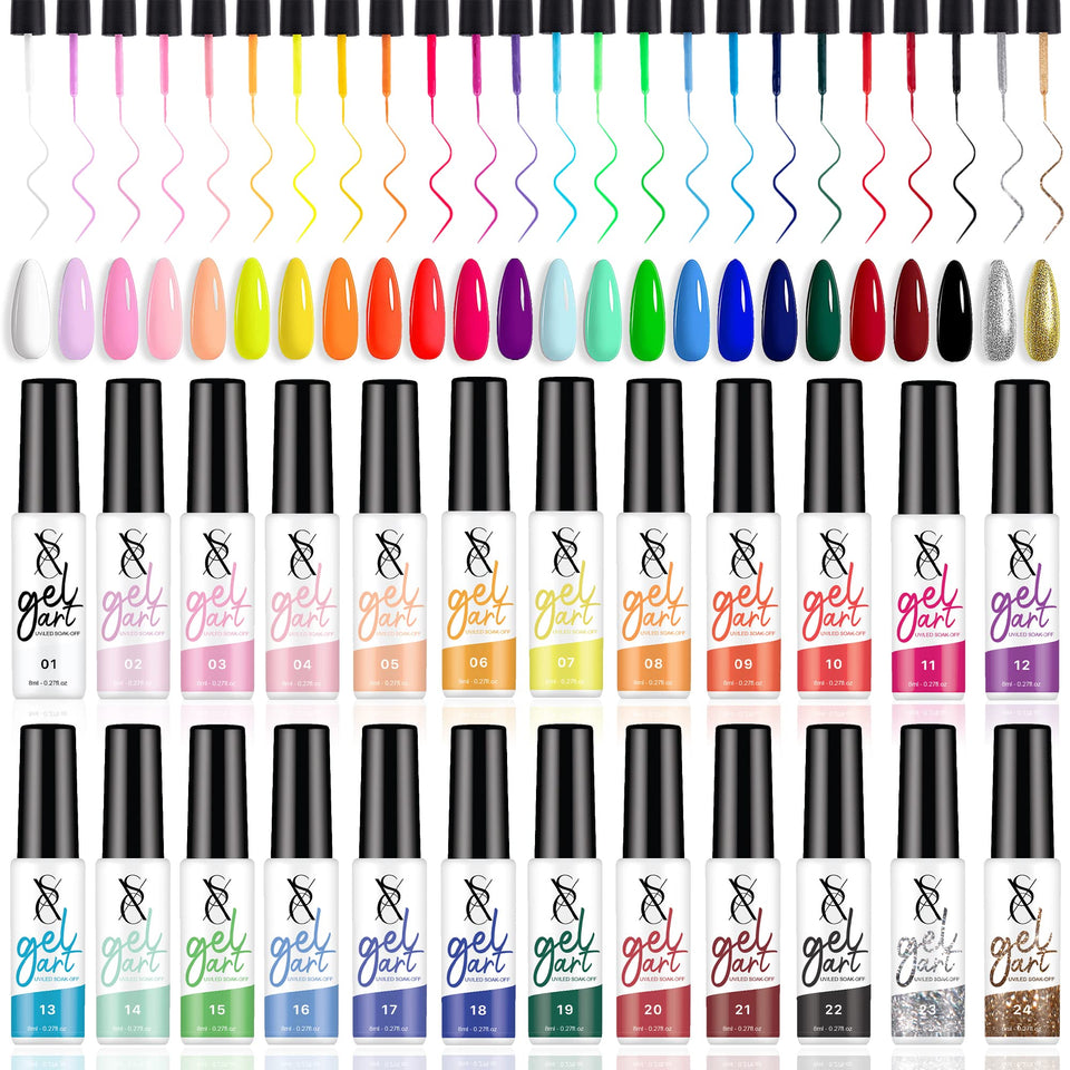 SXC front packaging showing 24-color gel liner set and color variety benefit