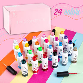 SXC swatches on nail tip display showing color range for design planning benefit