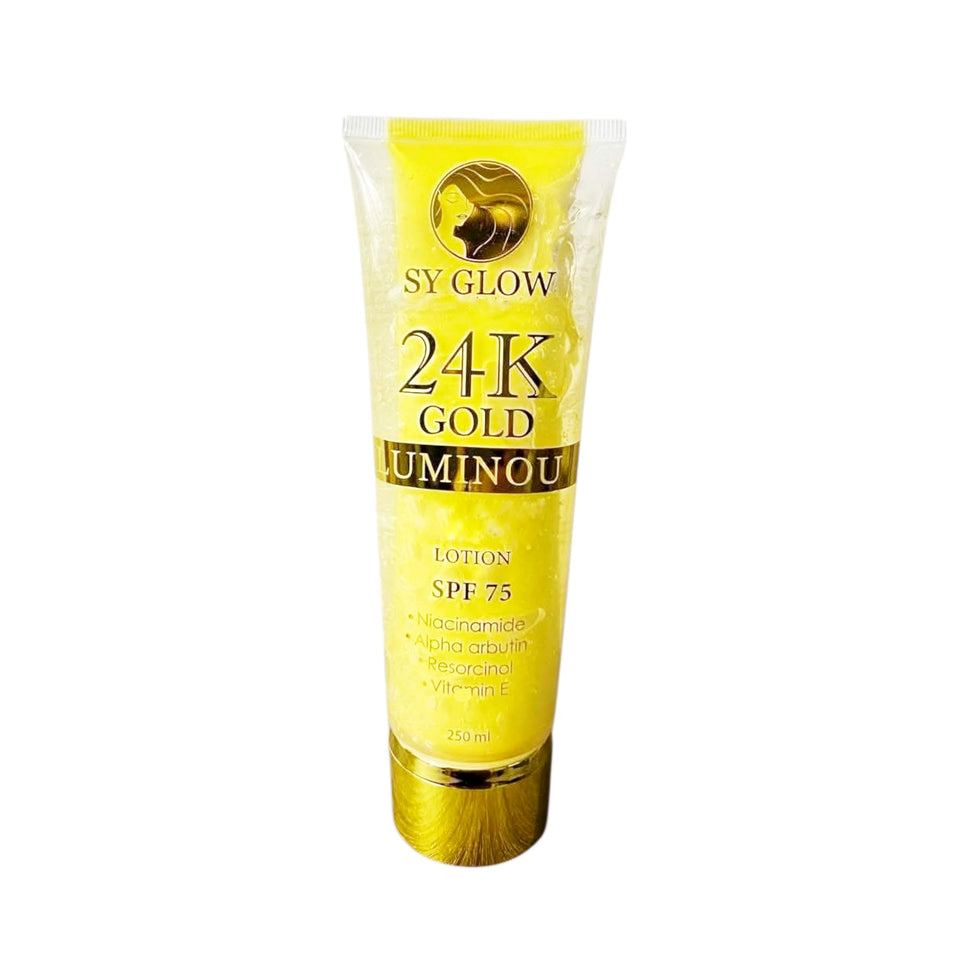 SY GLOW front packaging showing 250ml bottle and SPF 75 protection