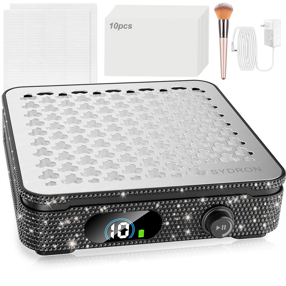 SYDRON front view with black diamond finish showing compact design and strong suction benefit