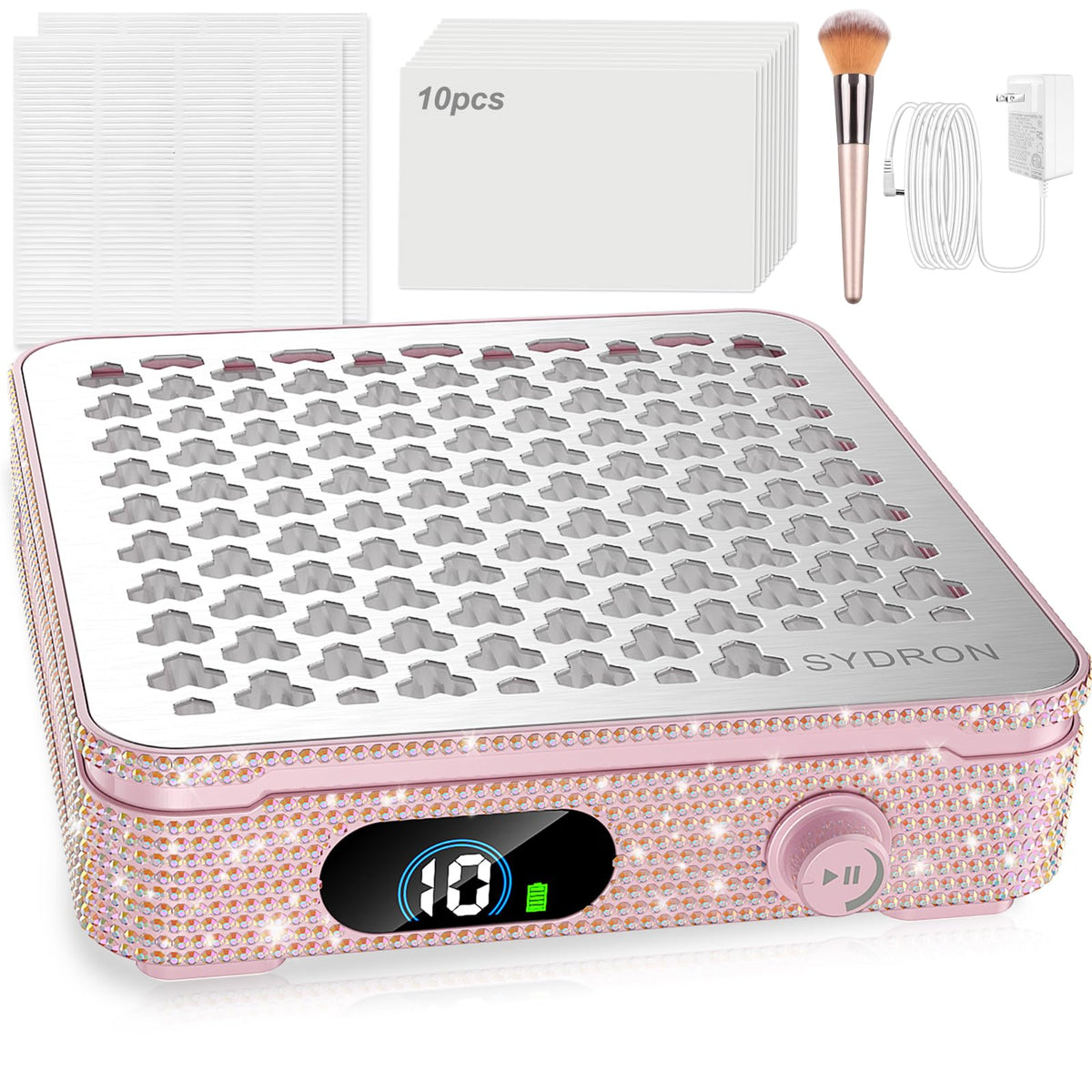 SYDRON front view showing pink diamond finish and compact design benefit: stylish, space-saving