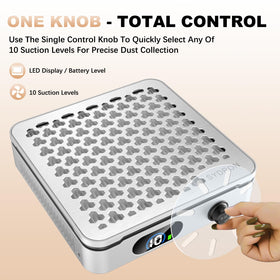 SYDRON size comparison with hand illustrating portable, travel-ready benefit