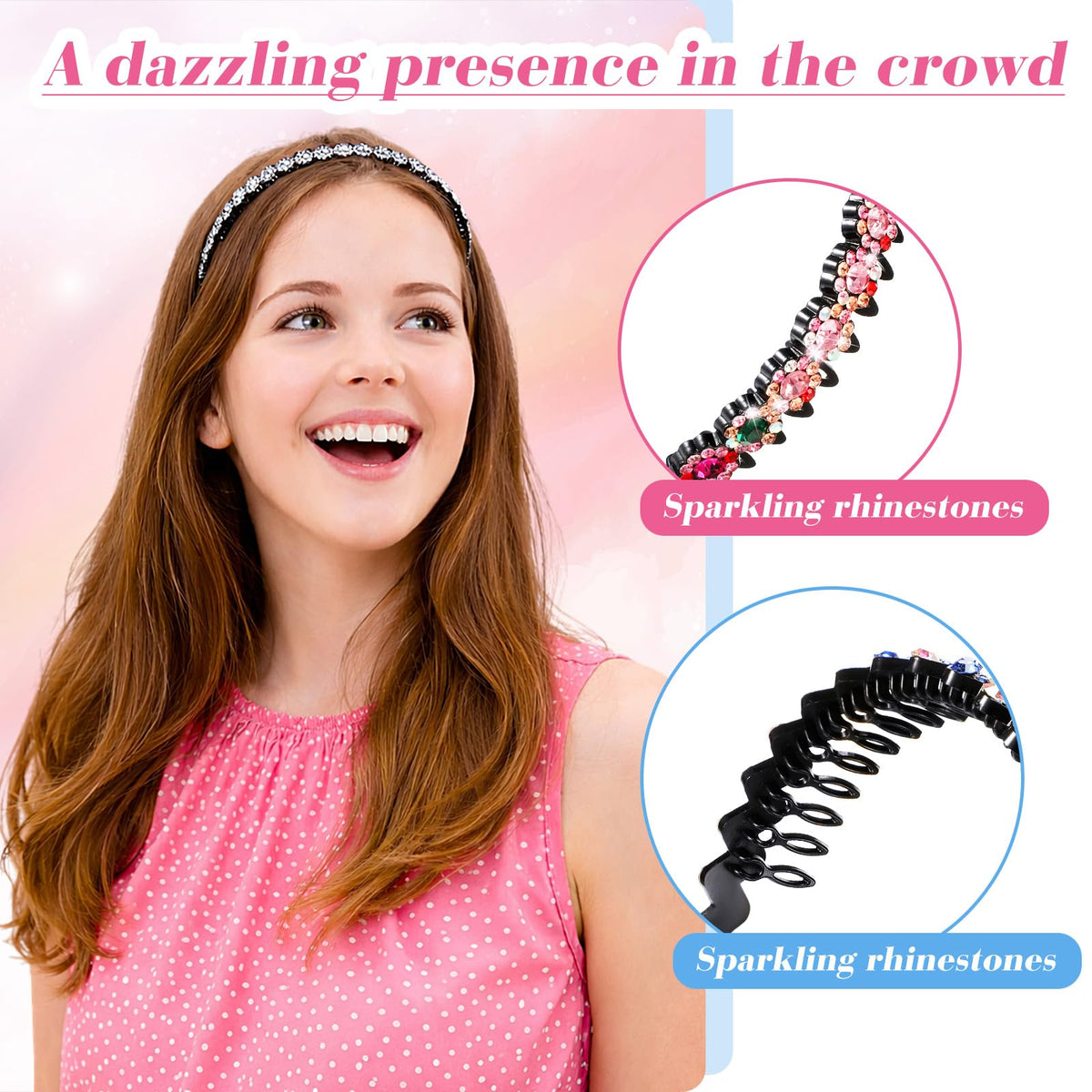 Syhood model wearing flower-style headband demonstrating event-ready look