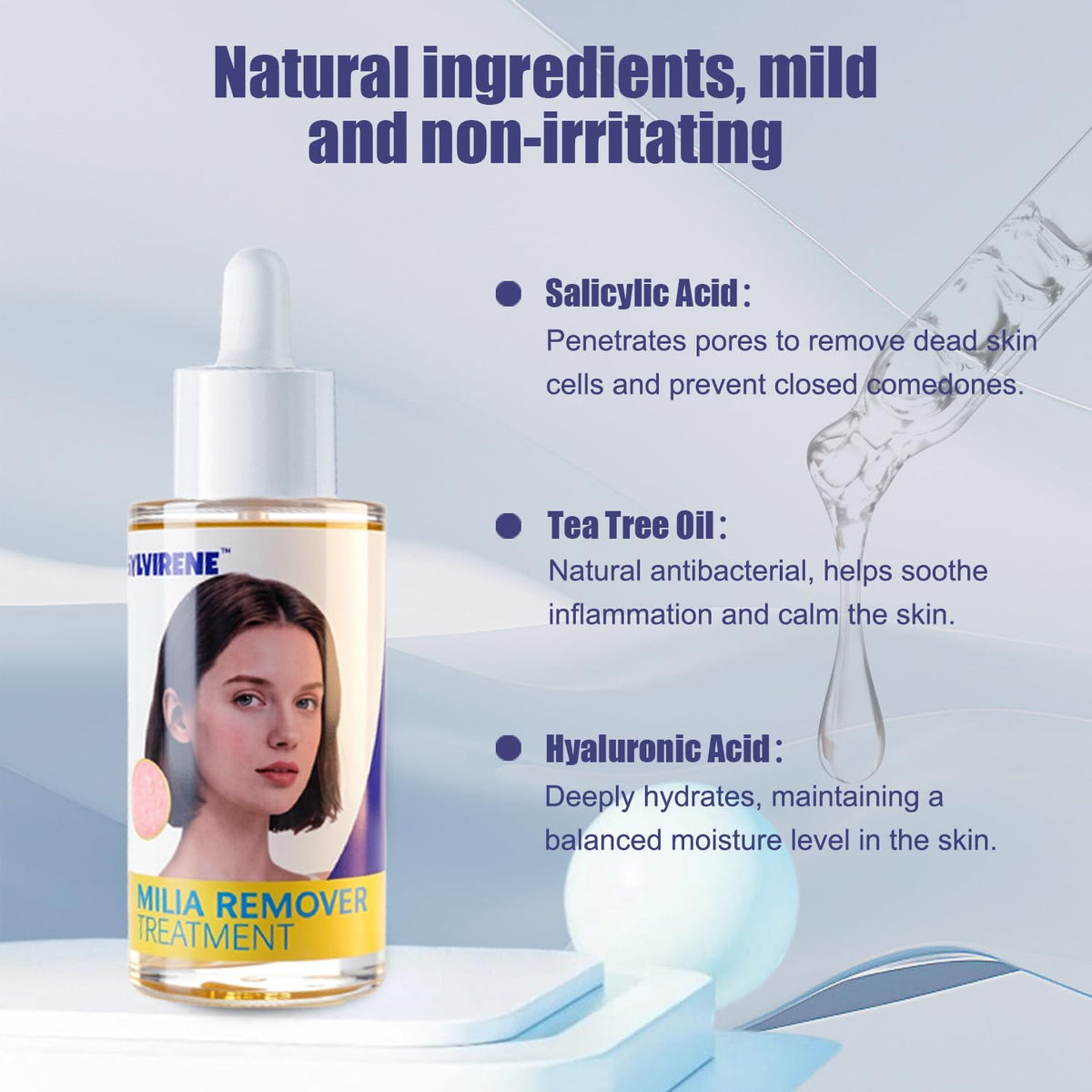 Sylvirene close-up label with ingredients and calming benefits