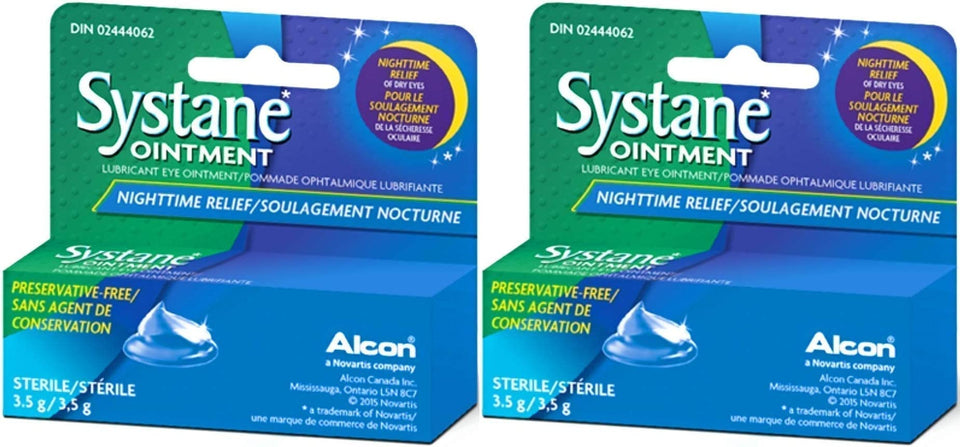 Systane front packaging showing two-pack and new look, clear product benefit
