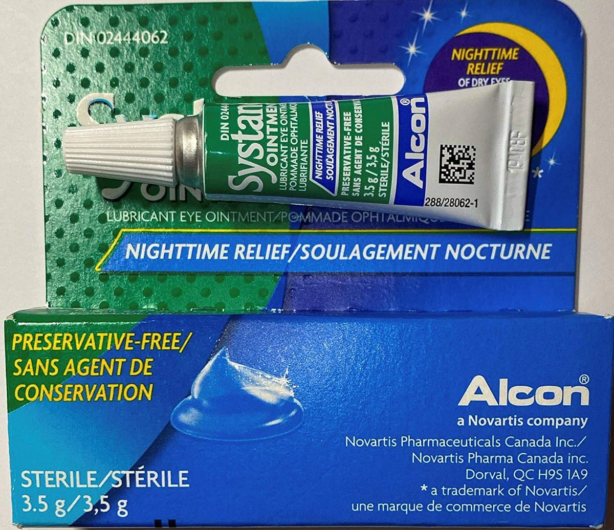 Systane tube in hand to display small travel-friendly size and convenience