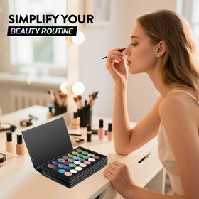 SZDYM in a travel bag lifestyle shot showing portability and organized cosmetics