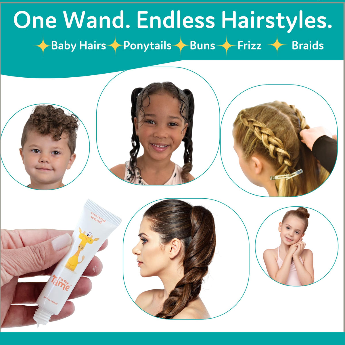 T is for Tame held in hand to show 0.5 fl oz size and easy portability