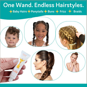 T is for Tame held in hand to show 0.5 fl oz size and easy portability