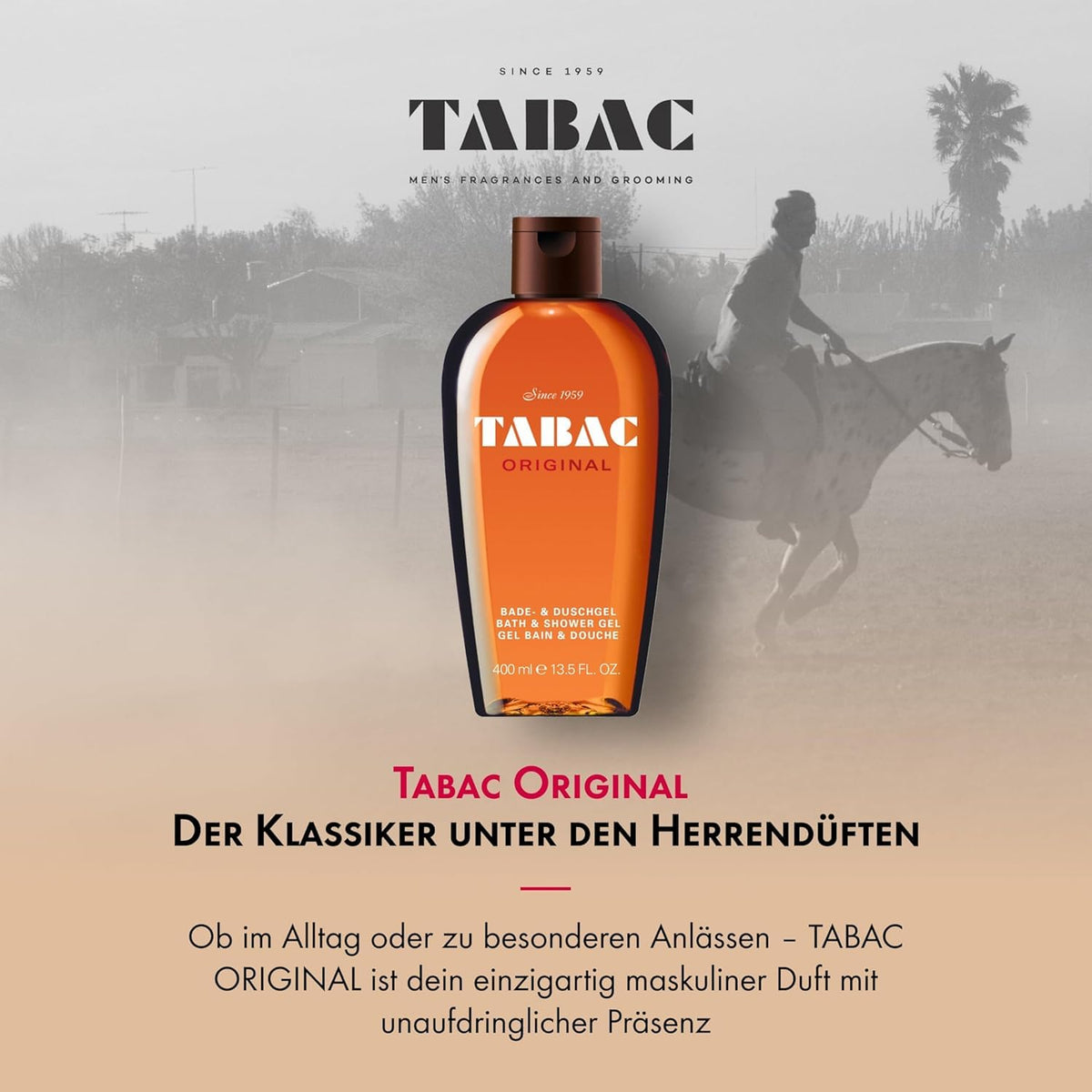 Tabac Original in-shower use with man applying gel for refreshing cleanse