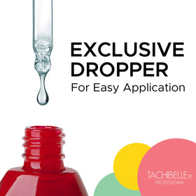 Tachibelle refill bottle next to standard polish to show refill capacity advantage