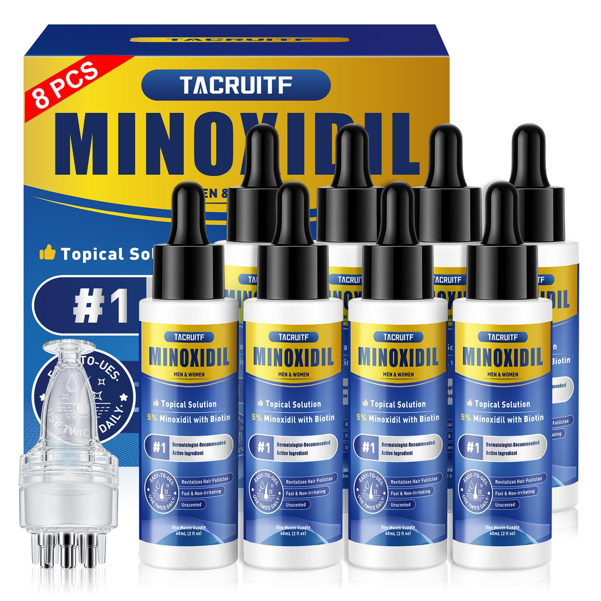 Tacruitf front packaging showing eight bottles and value pack benefit