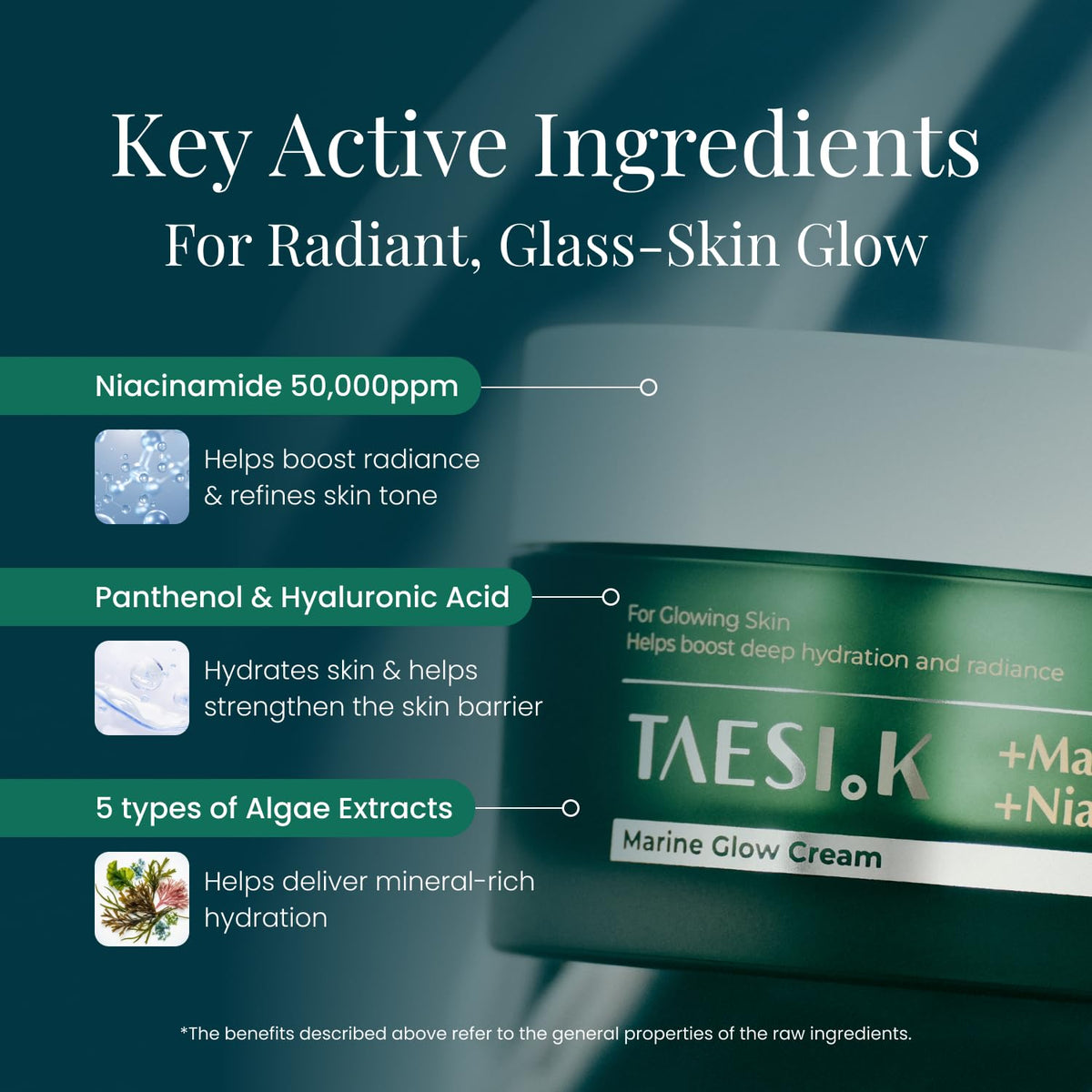 TAESI.K cream spread on hand demonstrating lightweight absorption