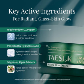 TAESI.K cream spread on hand demonstrating lightweight absorption