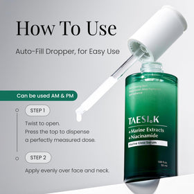 TAESI.K application patting serum into skin for even coverage and quick absorption