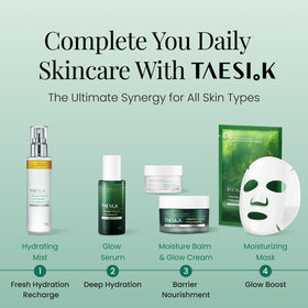 TAESI.K morning-bathroom-shelf scene showing easy integration into AM routine