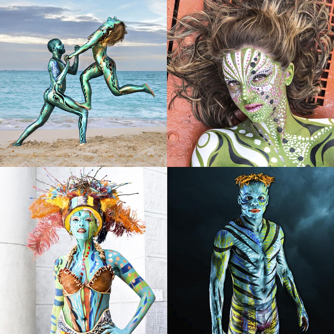 TAG Body Art artist at festival using palette for quick client designs