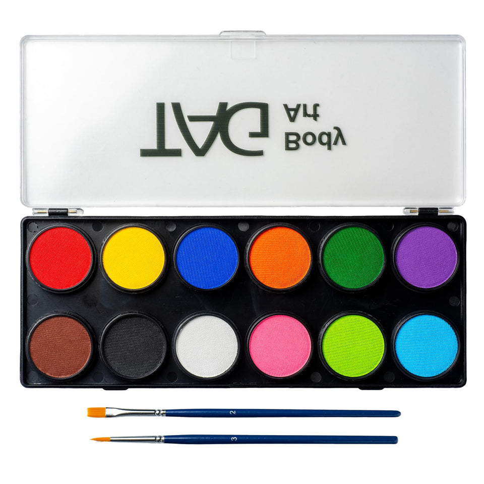 TAG Body Art front packaging displaying 12-color palette for event-ready convenience