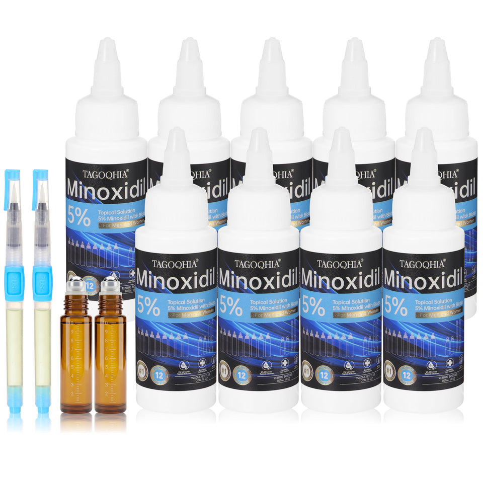 TAGOQHIA front packaging showing nine-bottle kit and applicators for long supply