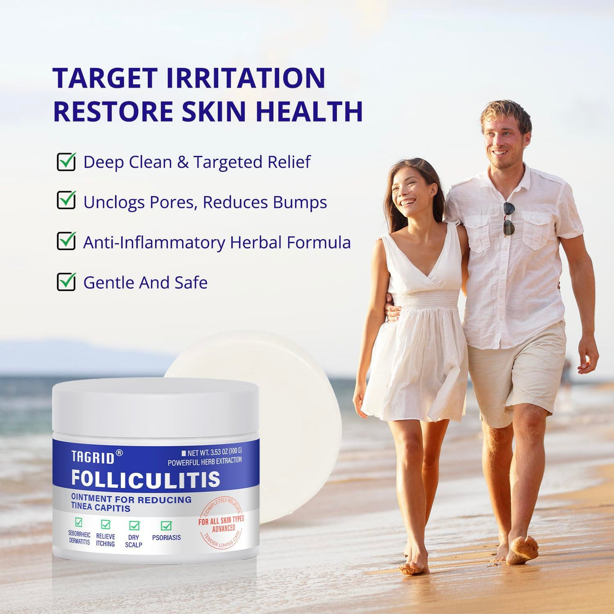 TAGRID results on smooth skin after use illustrating reduced redness