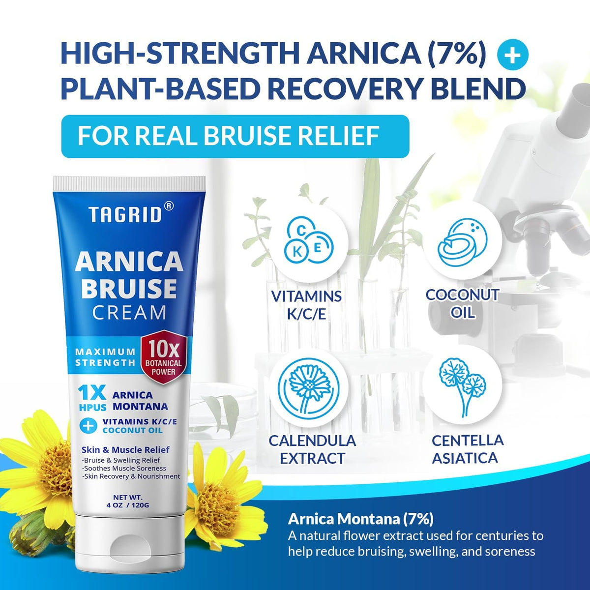 TAGRID ingredient display with vitamin K bottle for skin recovery