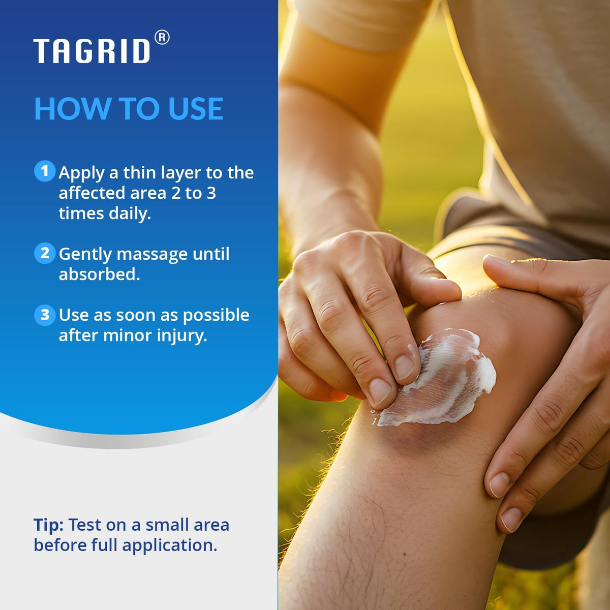 TAGRID used after workout for muscle relief and fast absorbency