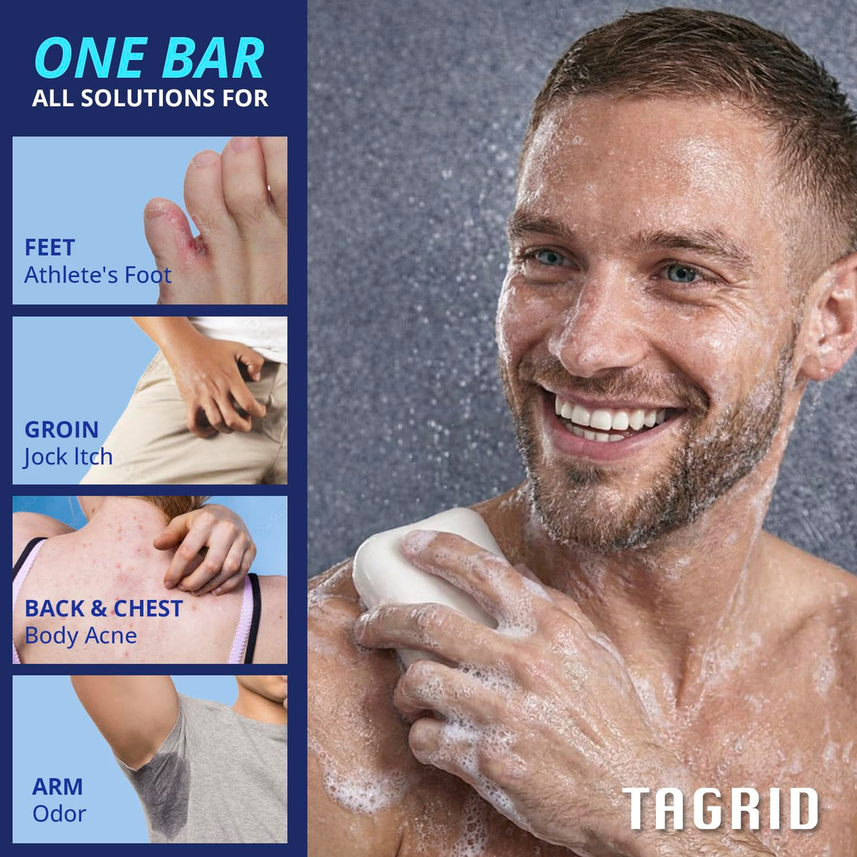 TAGRID bars with oatmeal ingredients highlighting soothing hydration