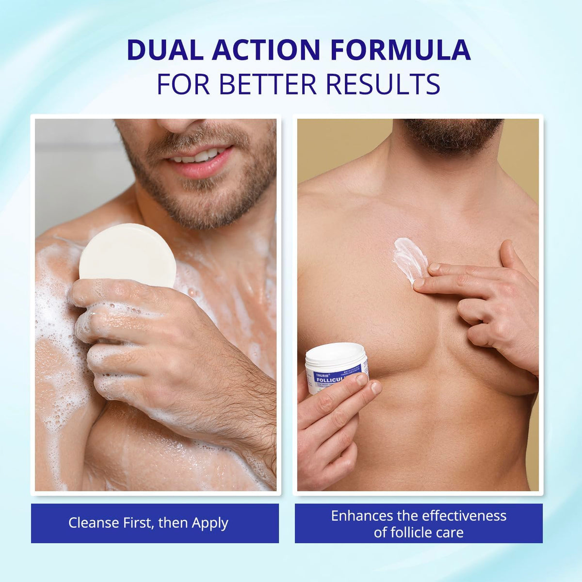 TAGRID applying cream to bump area demonstrating targeted soothing relief