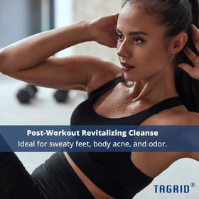 TAGRID soap on shower shelf emphasizing daily-use convenience