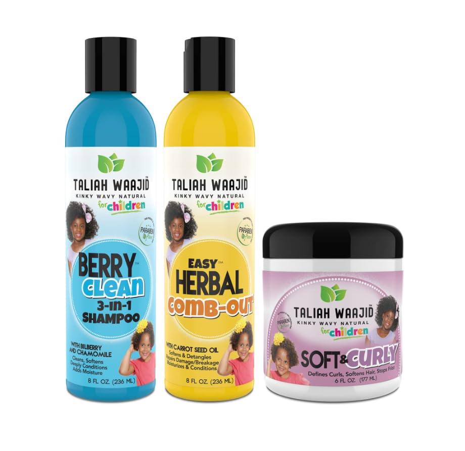 Taliah Waajid bundle front packaging showing trio and gentle kids hair care benefits